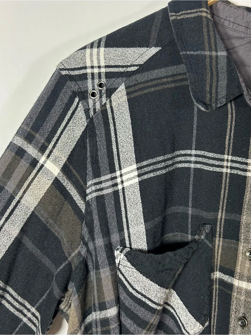 Free People Black Plaid Flannel Button-Up Shirt size large